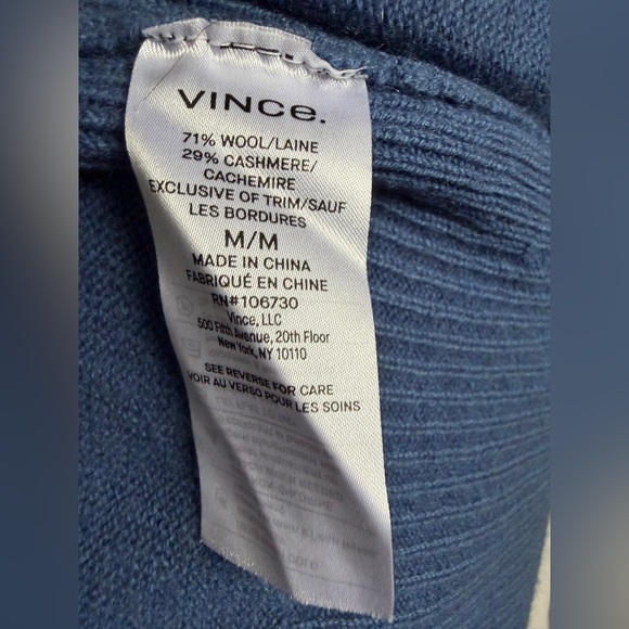 Vince Navy Blue Wool Cashmere Boat Neck Knit Sweater Size M - Picture 6 of 9